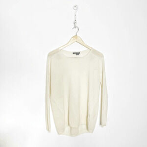 Vince 100% Cashmere Perforated Back Sweater Wisteria cream lightweight Womens XS